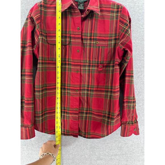 Vintage Lauren by Ralph Lauren Women's sz S Petite Red Plaid Button Down Flannel - Picture 6 of 11